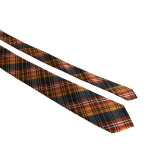 Apt 9 Slim Tie Orange Gray Plaid Mens Necktie Accessory Office Work Dad Gift